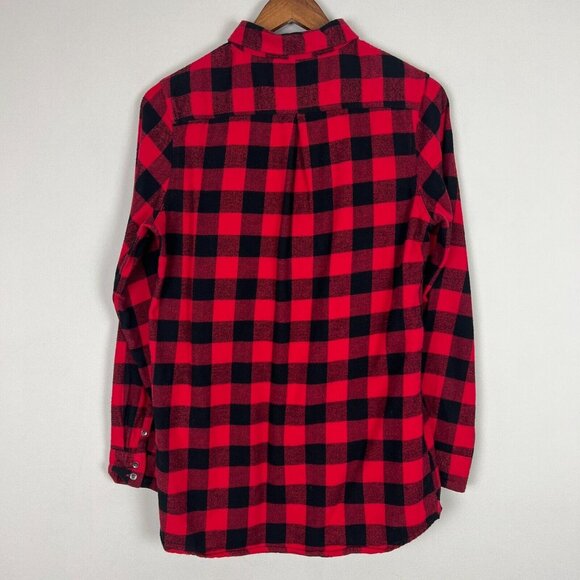 Woolrich Flannel Shirt Womens Small Red Black Plaid Button Up Buffalo Check Fall - Picture 6 of 10